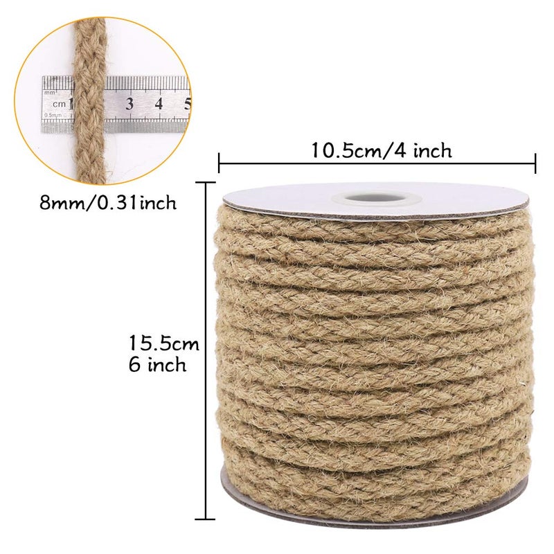 Tenn Well 8mm Jute Rope, 52 Feet Braided Jute Cord Thick Twine Rope for Crafting, Cat Scratching Post, Gardening, Farmhouse Decor, Home Decor - Image 5